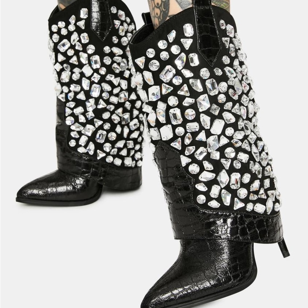 AZALEA WANG Leblanc Jeweled Cowboy Boots